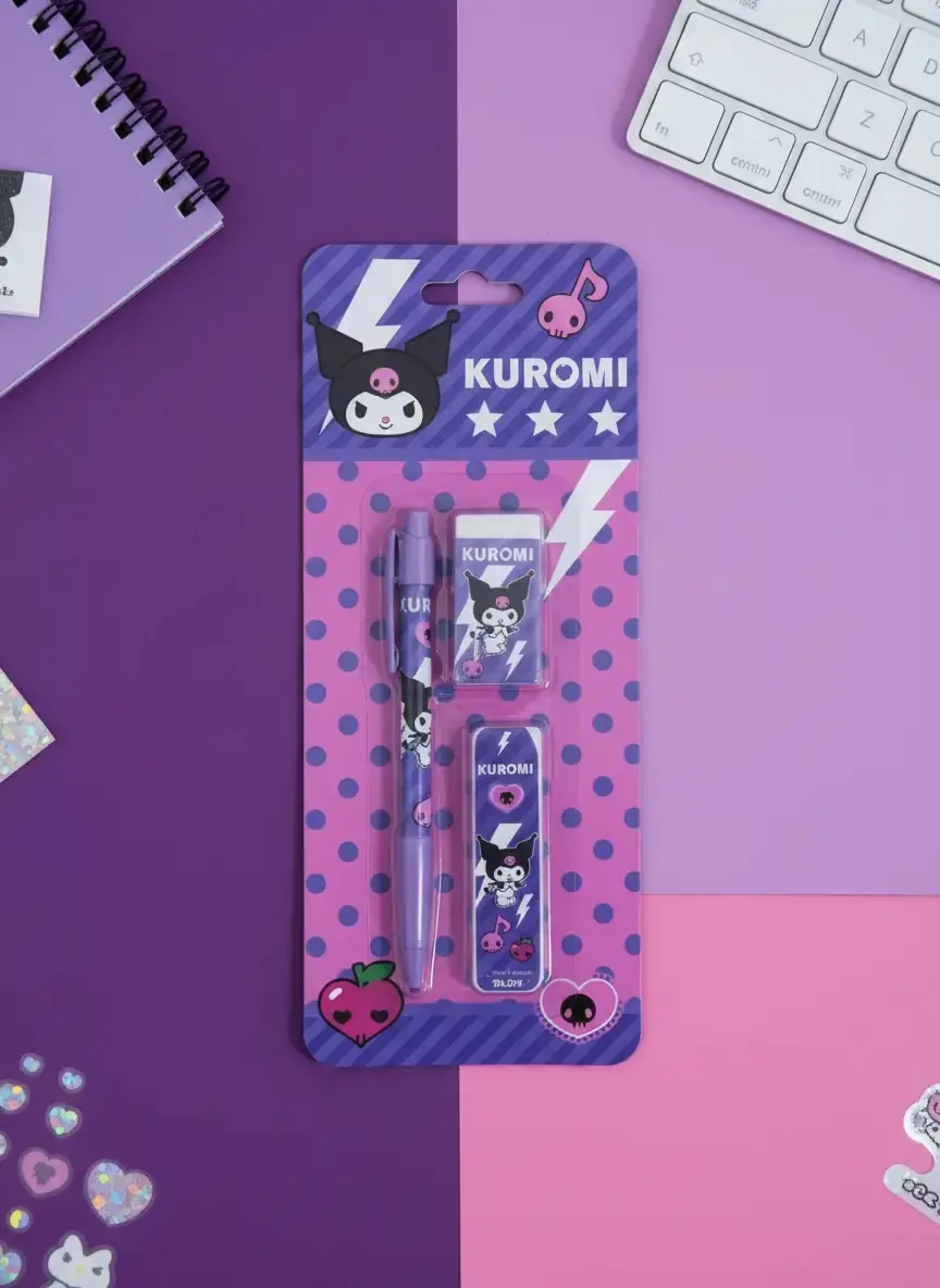 Timon Sanrio Lisanslı Kuromi Versatil Kalem Seti – 3'lü
