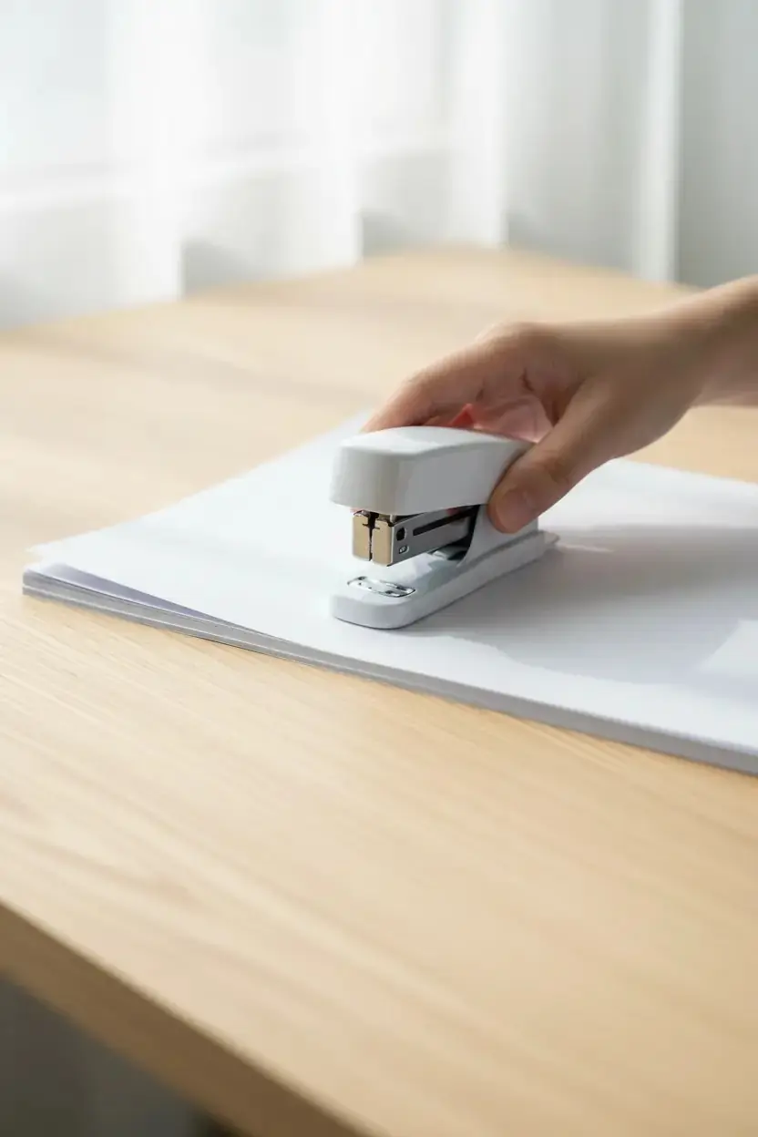 Miniso Lisanslı Basic Serisi Mini Zımba Seti – Telleriyle Birlikte Pratik Evrak Düzenleyici