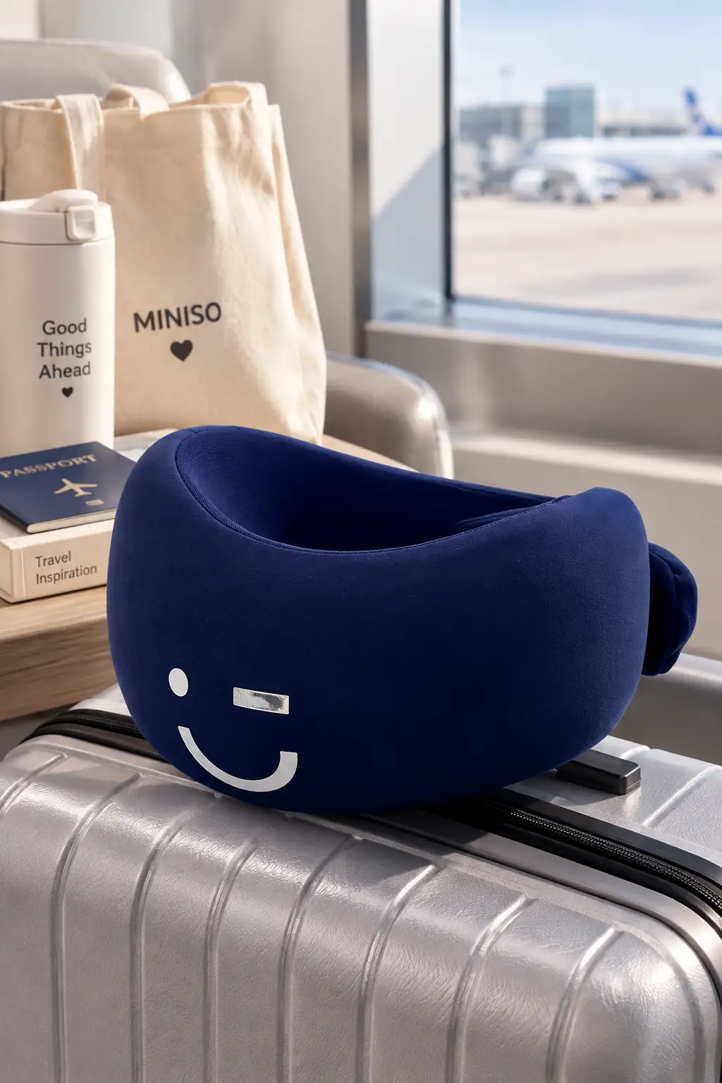 Miniso Lisanslı Lacivert Hafızalı Köpük Boyun Destek Pedi 23 Cm – Ergonomik Konfor