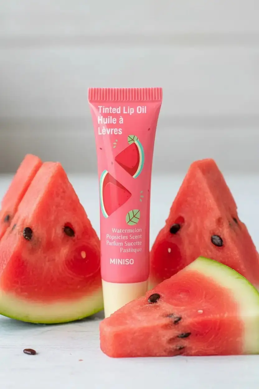 Miniso Lisanslı Nemlendirici ve Parlatıcı Etkili Tintli Dudak Yağı Karpuz Aromalı 13,5 cm