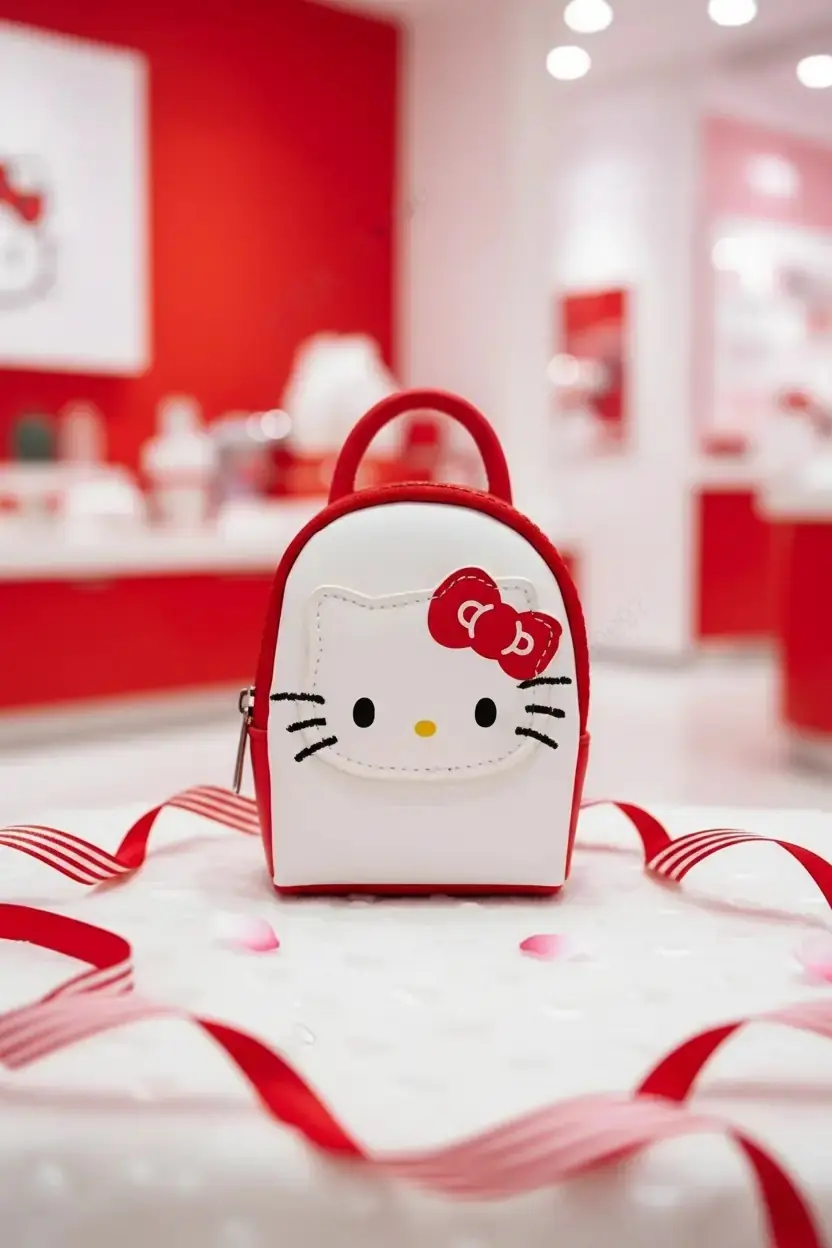 Sanrio Lisanslı Hello Kitty Mini Bozuk Para Çantası Kırmızı 12 Cm