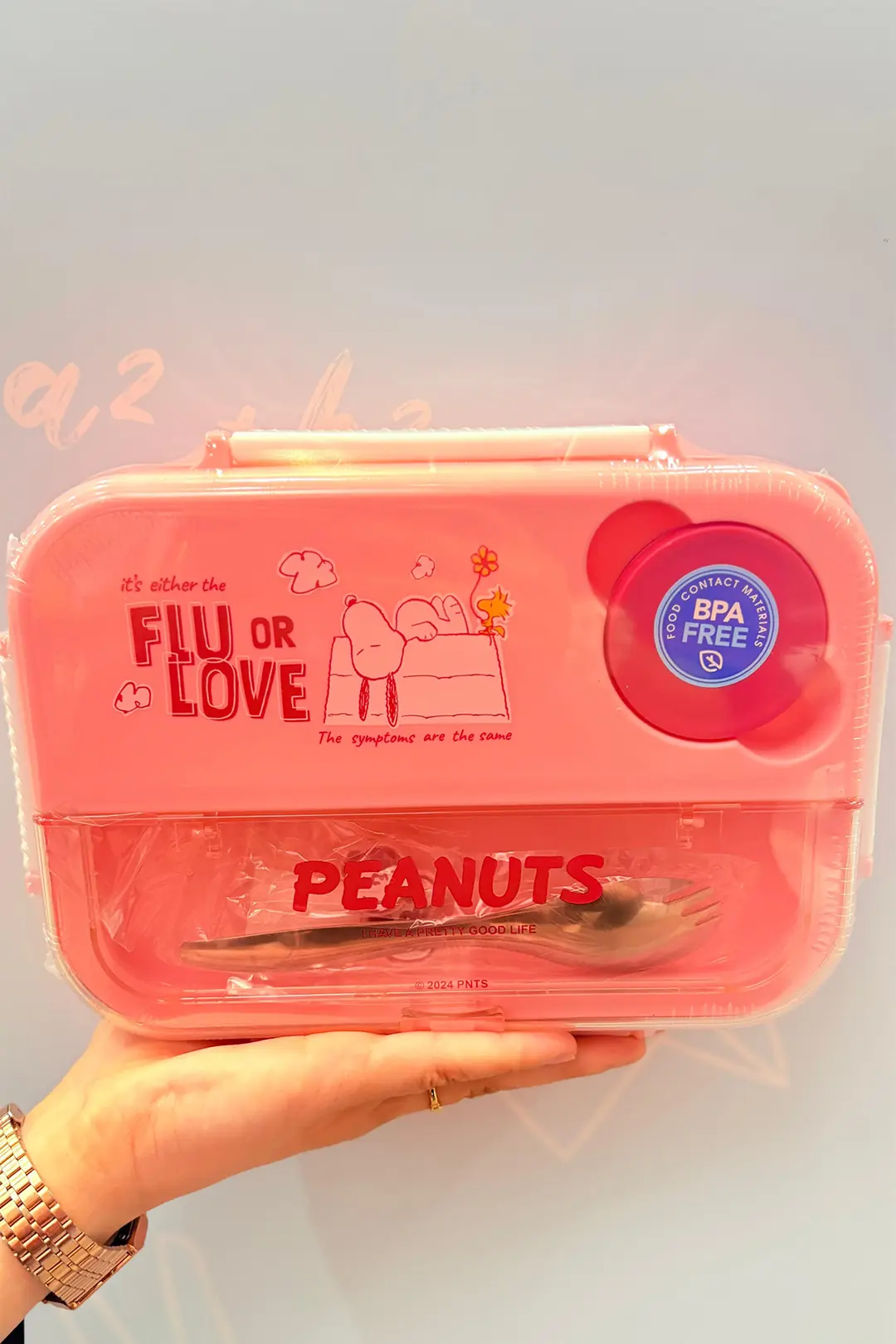 Snoopy Lisanslı Pembe Serisi Beslenme Çantası – Sızdırmaz Kilitli Beslenme Kutusu 1300mL 23.5 Cm