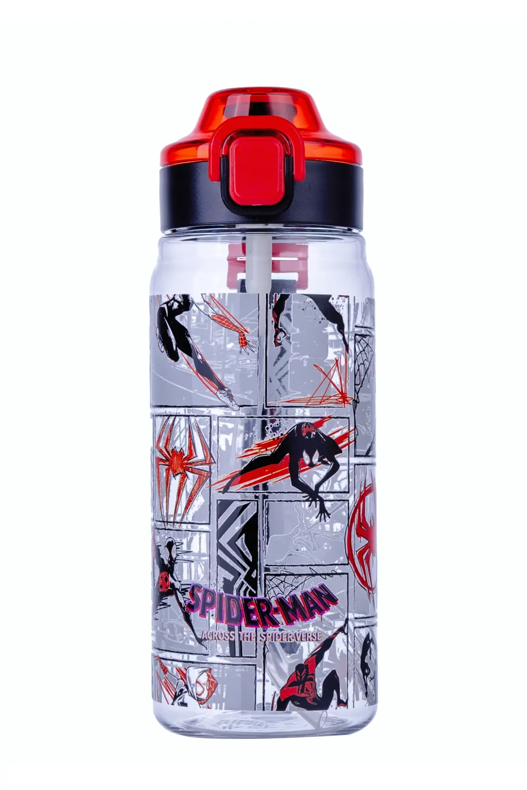 Marvel Spider-Man Koleksiyonu Açılır Kapaklı Pipetli Plastik Şişe