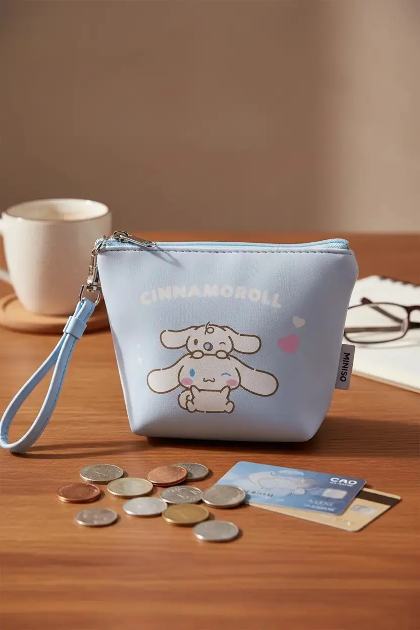 Sanrio Lisanslı Cinnamoroll Beşgen Mini Bozuk Para Çantası – Askılı PVC Makyaj ve Aksesuar Çantası 13 Cm