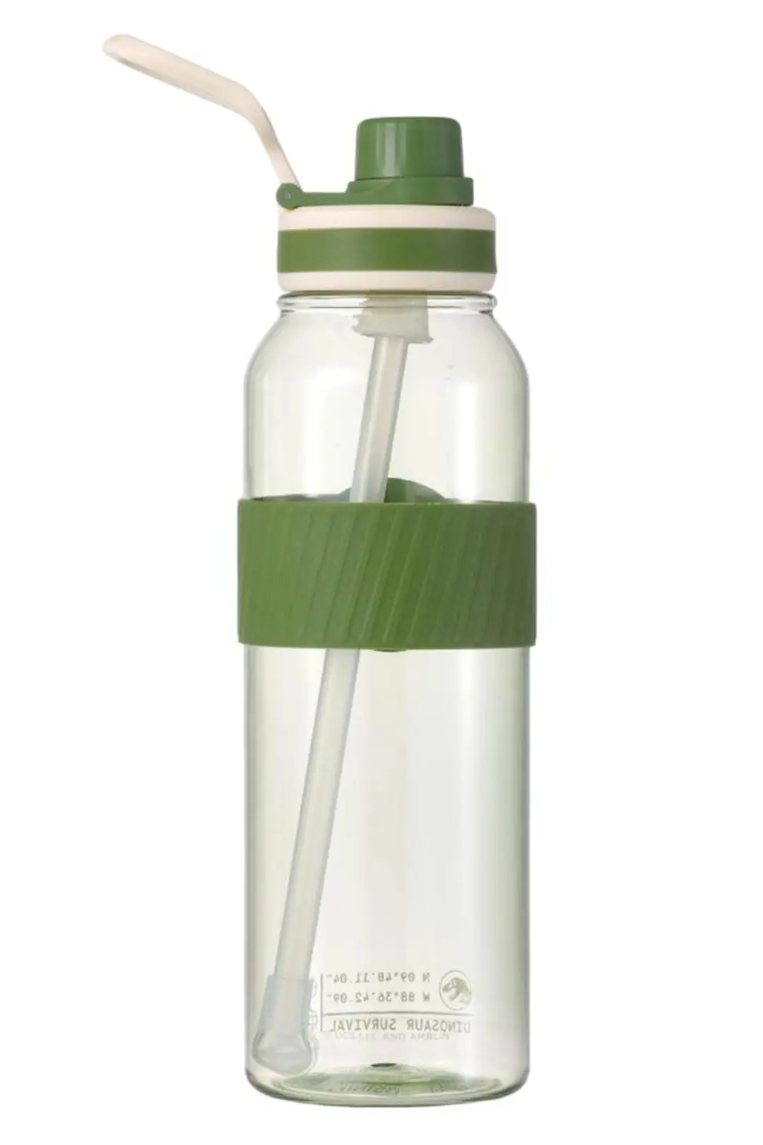 Jurassic World Lisanslı Ergonomik Saplı ve Pipetli Plastik Matara 1000 ml (Yeşil)