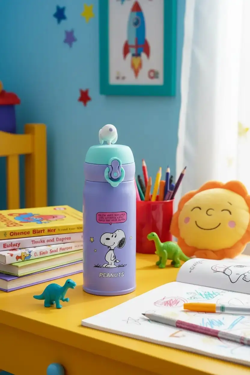 Snoopy Lisanslı Vintage Serisi Dekorasyonlu Termos 320 Ml – Paslanmaz Çelik Sızdırmaz 20,5 Cm