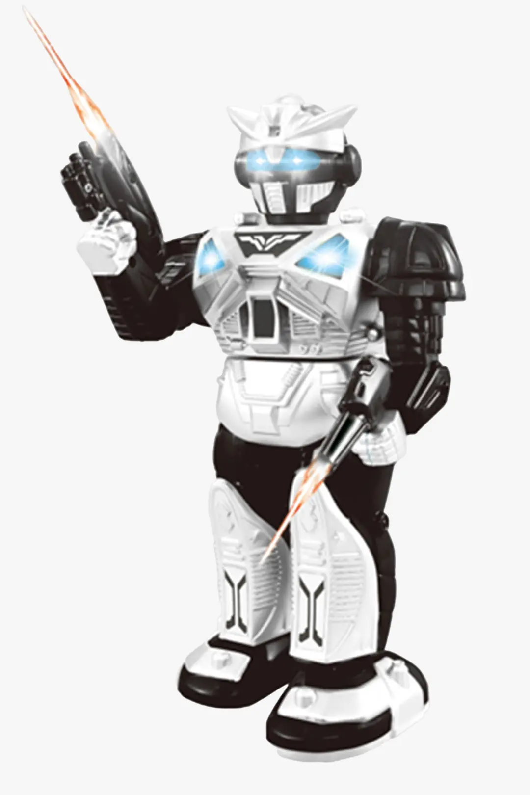 Siyah & Beyaz Seri Işıklı ve Sesli Robot (Küçük)