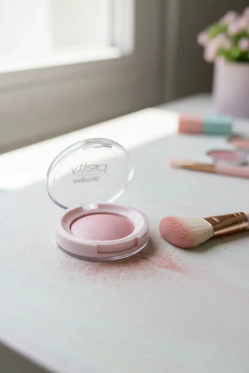 Pretty Beauty PB-960 Aydınlatıcı Toz Allık – Işıltılı Makyaj Görünümü