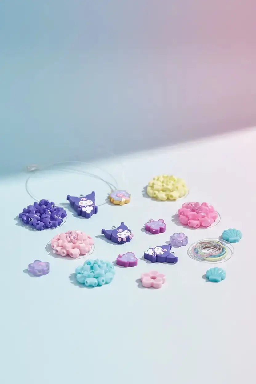 Sanrio Lisanslı Kuromi Kendin Yap Takı Seti 4’lü – Yaratıcı Aksesuar 24,8 Cm