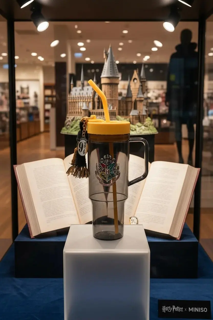 Harry Potter Lisanslı Hogwarts Kulplu Pipetli Plastik Şişe – 1250 ML Büyük Boy Su Matarası