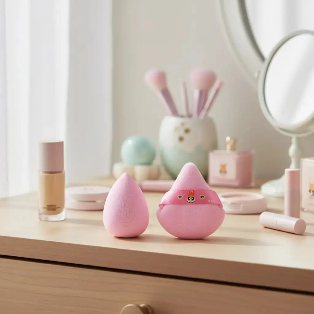 Powerpuff Girls Lisanslı Blossom Makyaj Süngeri ve Puf Seti Yumuşak Dokulu 7 Cm