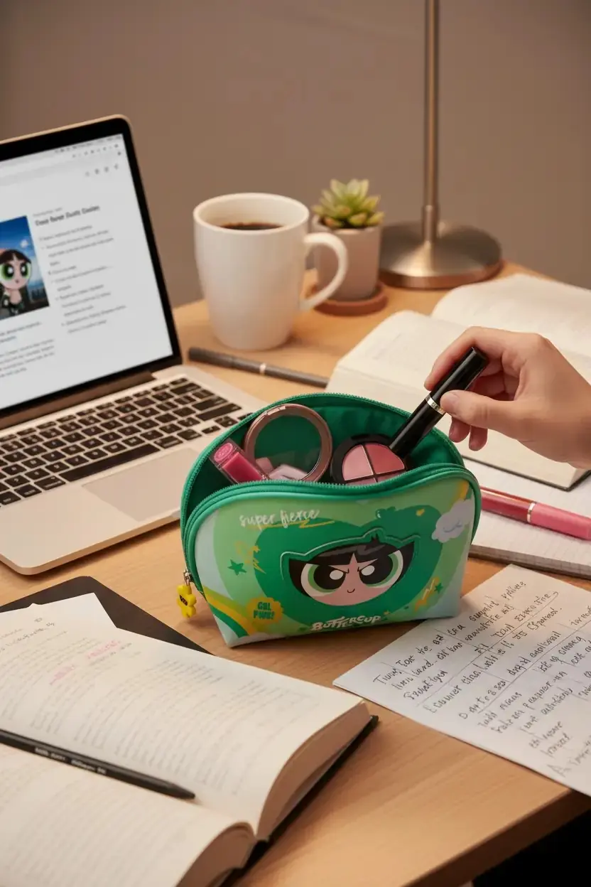 Powerpuff Girls Lisanslı Buttercup Kozmetik Çantası – Yeşil 21 Cm