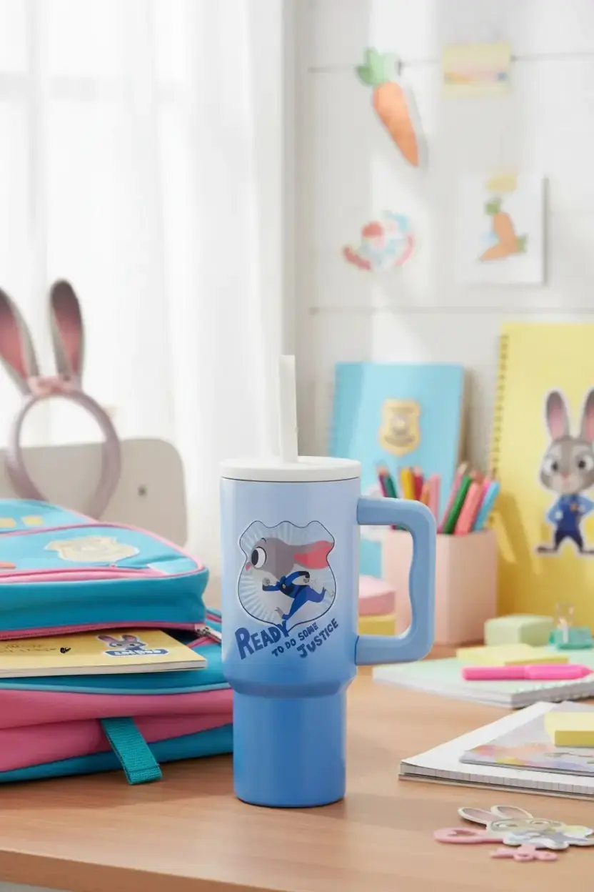 Disney Zootropolis Lisanslı Judy Saplı ve Pipetli Çelik Matara – Dayanıklı Paslanmaz Çelik 26.8 Cm