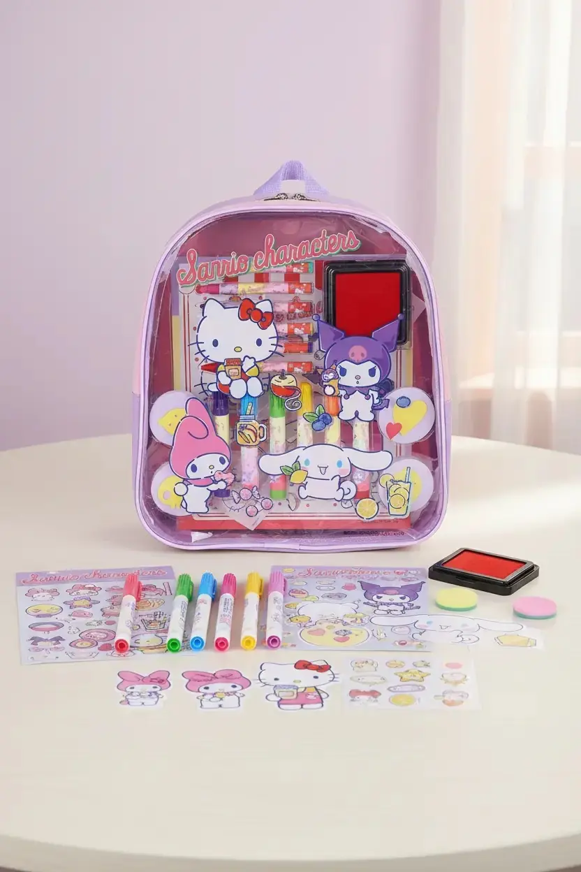 Sanrio Lisanslı Tatlı Serisi DIY Kendin Yap Sırt Çantası Seti – Kişiselleştirilebilir Tasarım ve Dayanıklı PVC EVA Malzeme Aktivite Seti 26 Cm