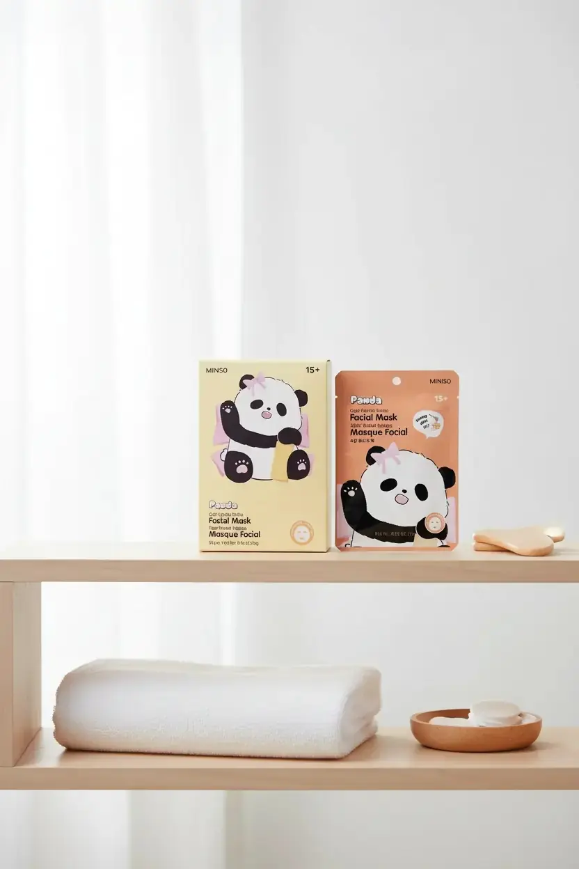 Miniso Lisanslı Sevimli Panda Serisi Yüz Maskesi – Besleyici Bal Özlü 17 Cm