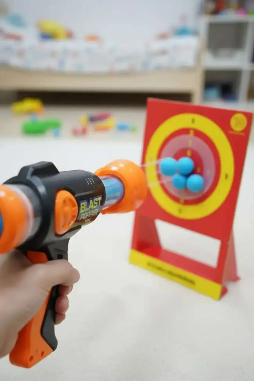Miniso Lisanslı Köpük Top Atan Oyuncak Tabanca Güvenli EVA 8 Top İçerikli 25 CM
