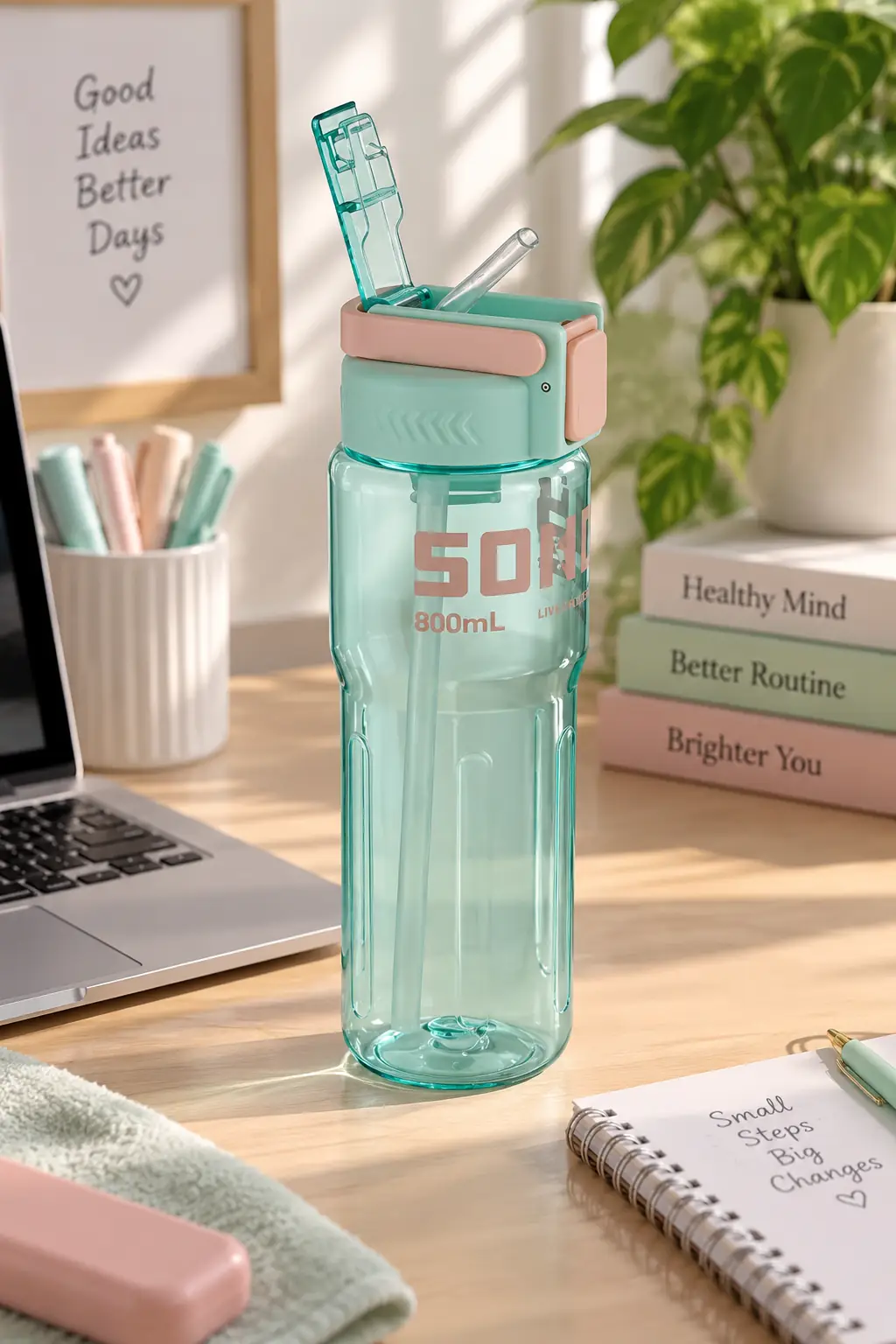 Shotay Şeffaf Tritan Matara 800 Ml – Taşıma Saplı Su Şişesi