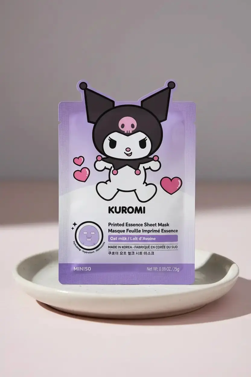 Sanrio Lisanslı Kuromi Besleyici Kağıt Yüz Maskesi – Eğlenceli ve Pratik Bakım