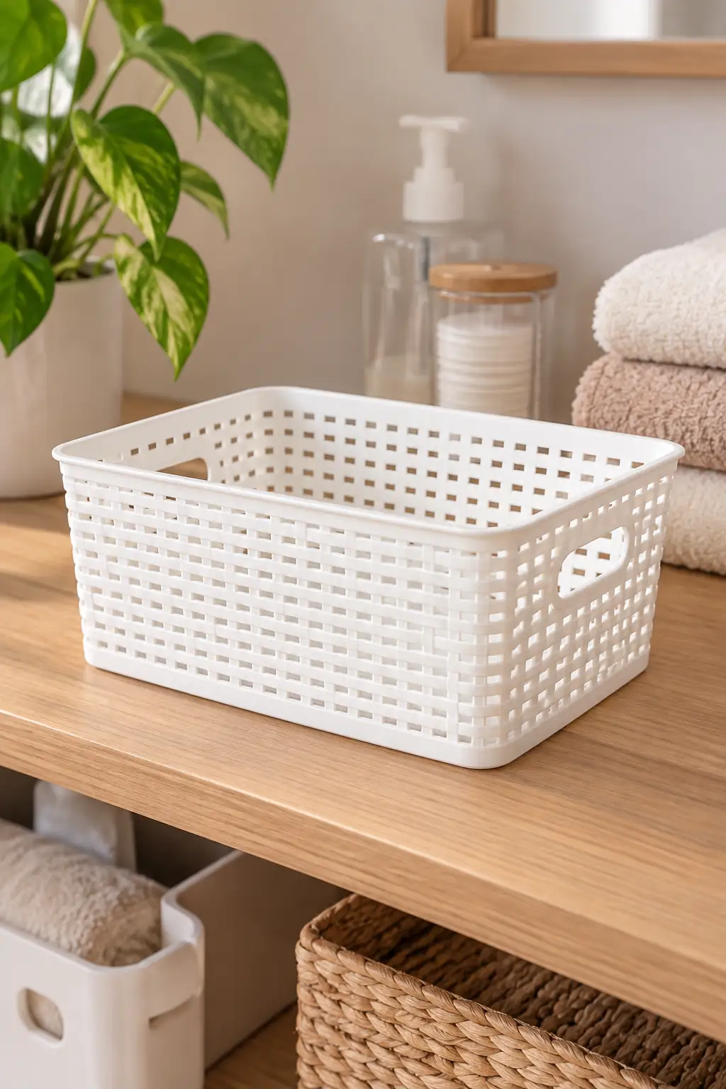 Miniso Lisanslı Delikli Kare Sepet Küçük 21,8 Cm – Nefes Alabilen Düzenleyici