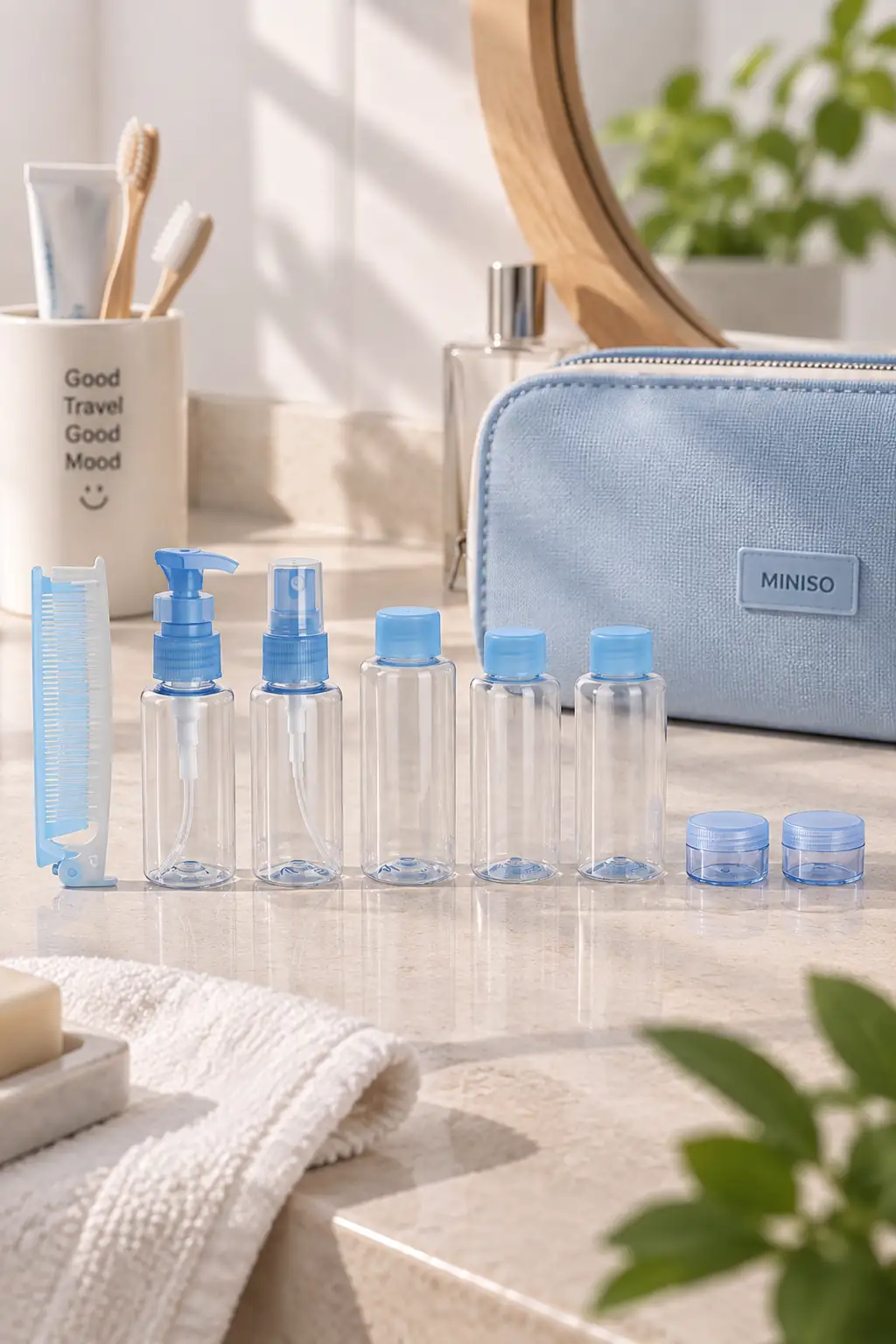 Miniso Lisanslı Renkli Seyahat Seti 11 Parça – Hafif Düzenleyici 22,5 Cm