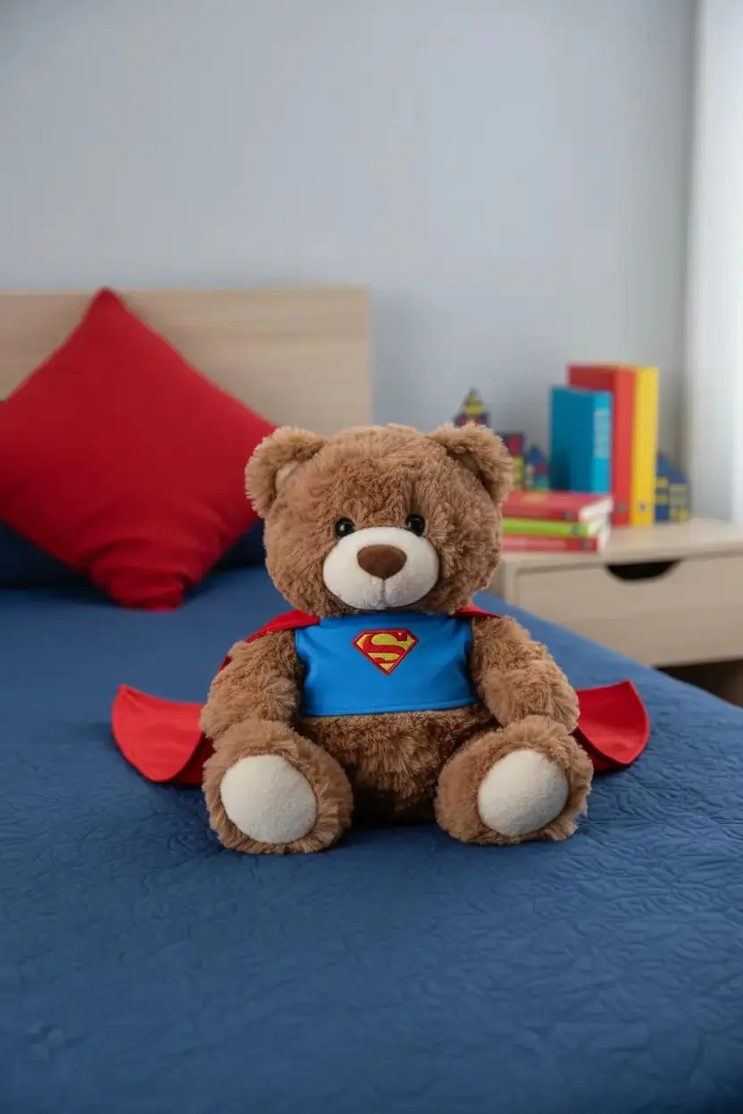 Miniso Lisanslı DC Koleksiyonu 25 cm Kostümlü Hediye Ayıcık Peluş Oyuncak – Superman Kostümlü Model