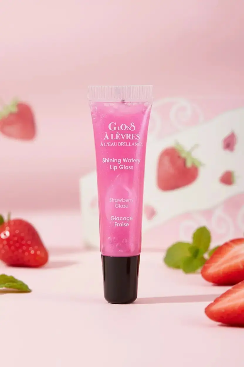 Miniso Lisanslı Işıltılı Dudak Parlatıcısı – Çilek Aromalı Yapışkan His Bırakmayan Likit Lip Gloss 13 Cm