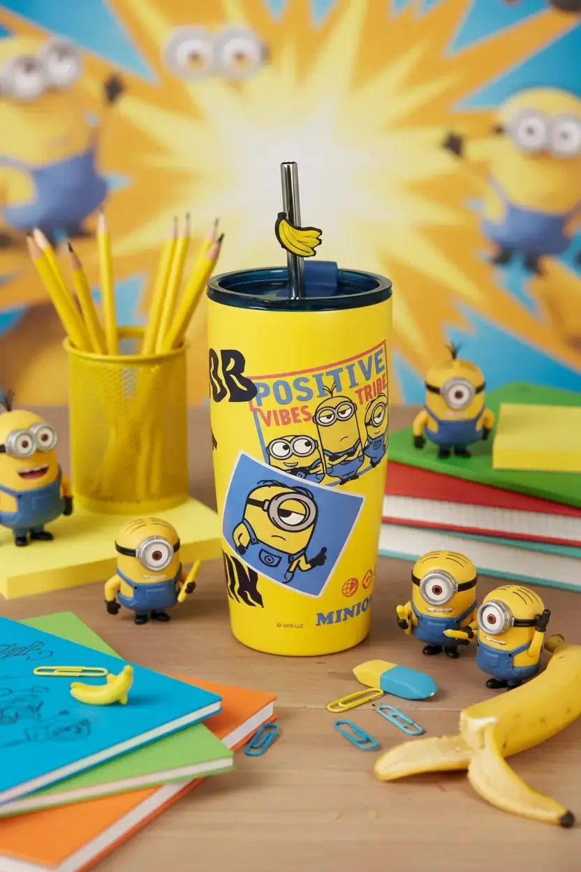 Minions Lisanslı Pipetli Çelik Matara 530 ML 17 CM