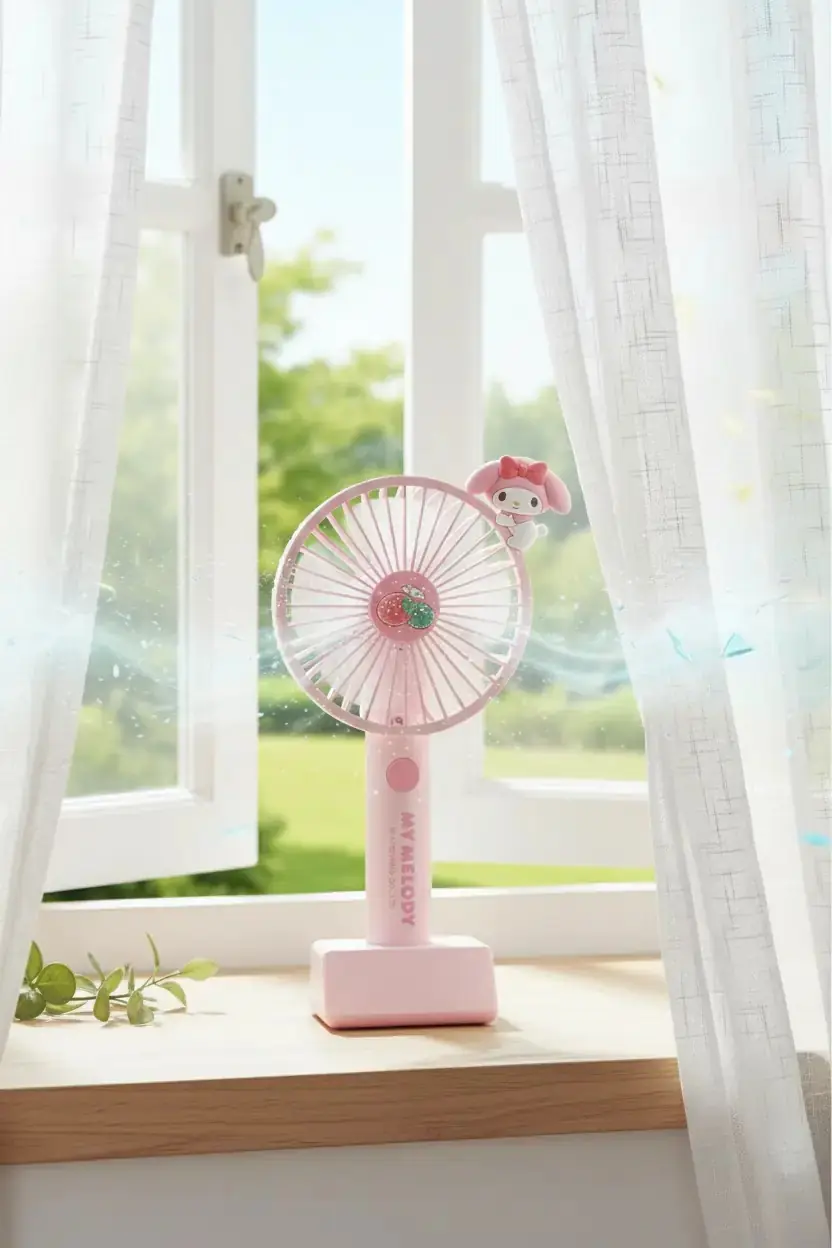 Sanrio Lisanslı My Melody Mini El Vantilatörü – Taşınabilir Şarjlı Serinletici 21,5 Cm