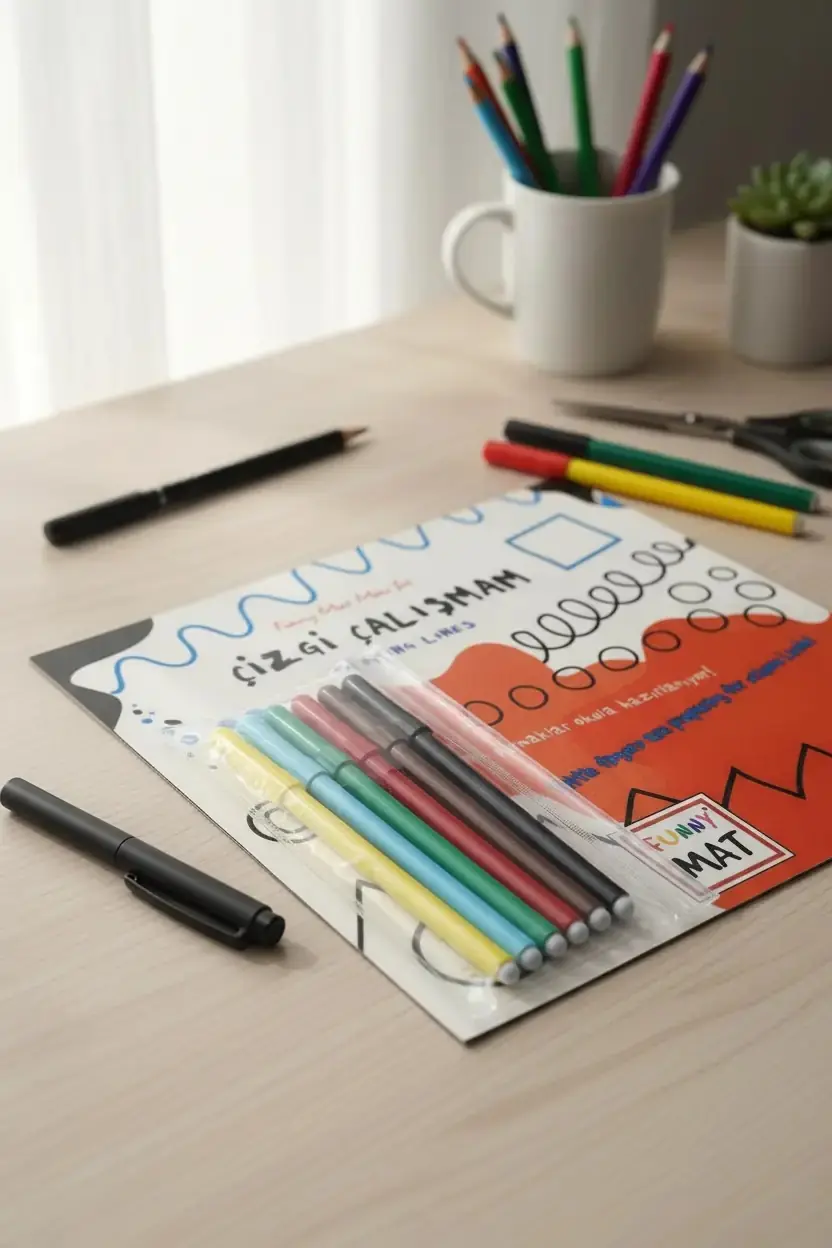 Akademi Çocuk Mini Funny Mat Çizgi Çalışmam – 6 Kalemli Eğitici Aktivite Seti