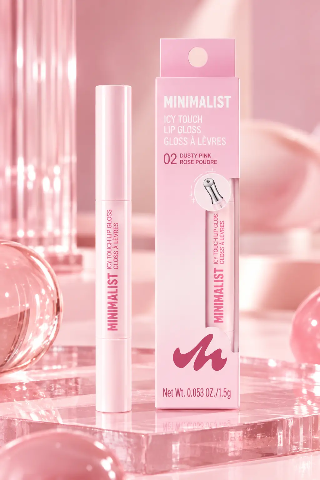 Miniso Lisanslı Minimalist Serinletici Dudak Parlatıcısı – 02 Toz Pembe