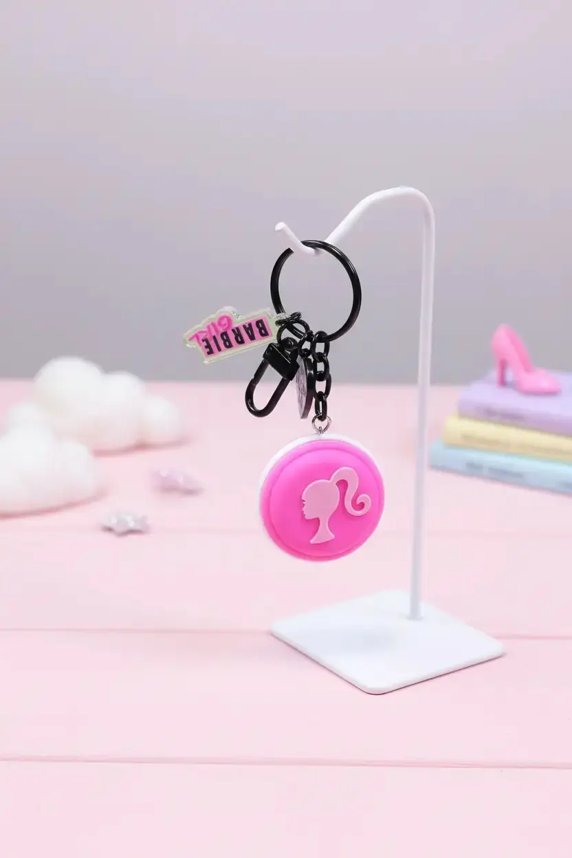 Barbie Lisanslı Makaron Figürlü Anahtarlık – Şık ve Tatlı Çanta Aksesuarı 10 Cm