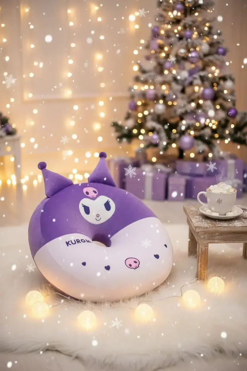 Sanrio Lisanslı Kuromi Oturma Minderi Yumuşak Dekoratif Yer Minderi 40 Cm
