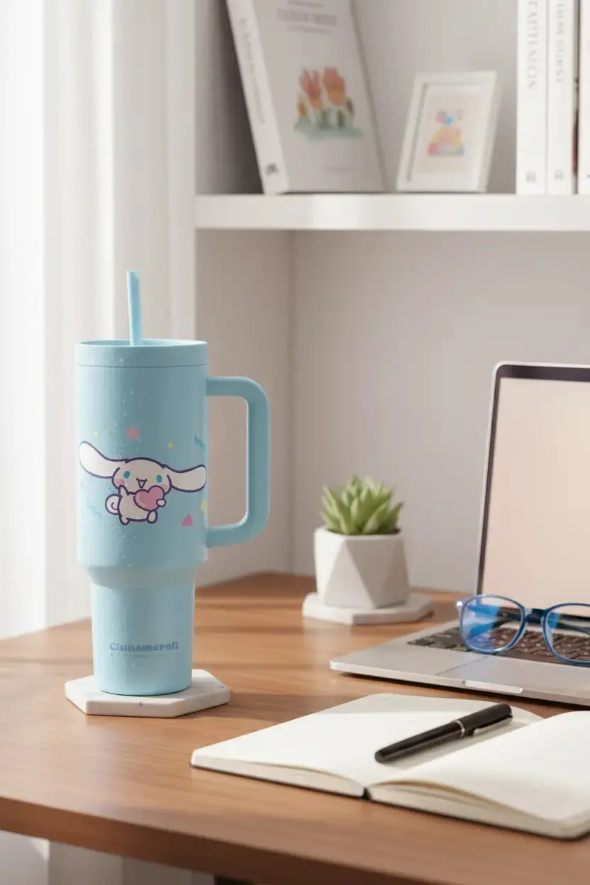 Sanrio Lisanslı Cinnamoroll Termos 1200 Ml – Pipetli Çift Cidarlı Kulplu