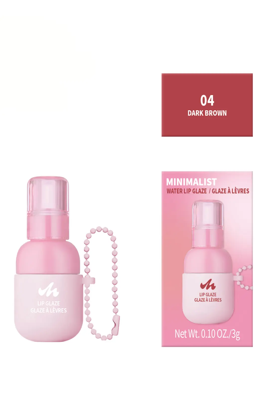 Miniso Lisanslı Minimalist Boncuk Zincirli Mini Şişe Dudak Parlatıcısı – 04 Kiraz Pembesi