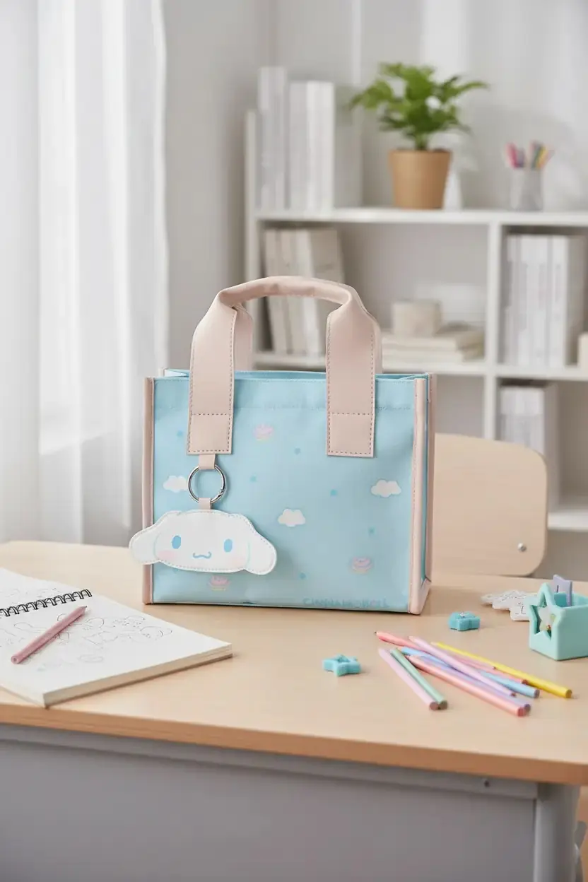 Sanrio Lisanslı Cinnamoroll Kare Yiyecek Çantası – Suya Dayanıklı Pratik Beslenme Çantası 23 Cm