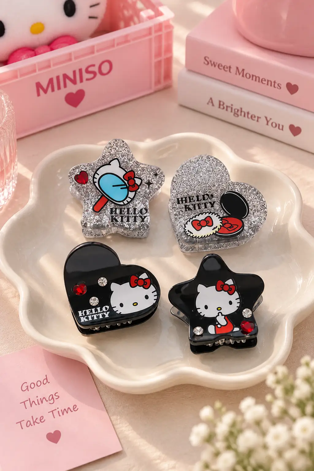 Hello Kitty Lisanslı Saç Tokası Seti (3 Adet) – Parlak Yüzeyli & Figürlü