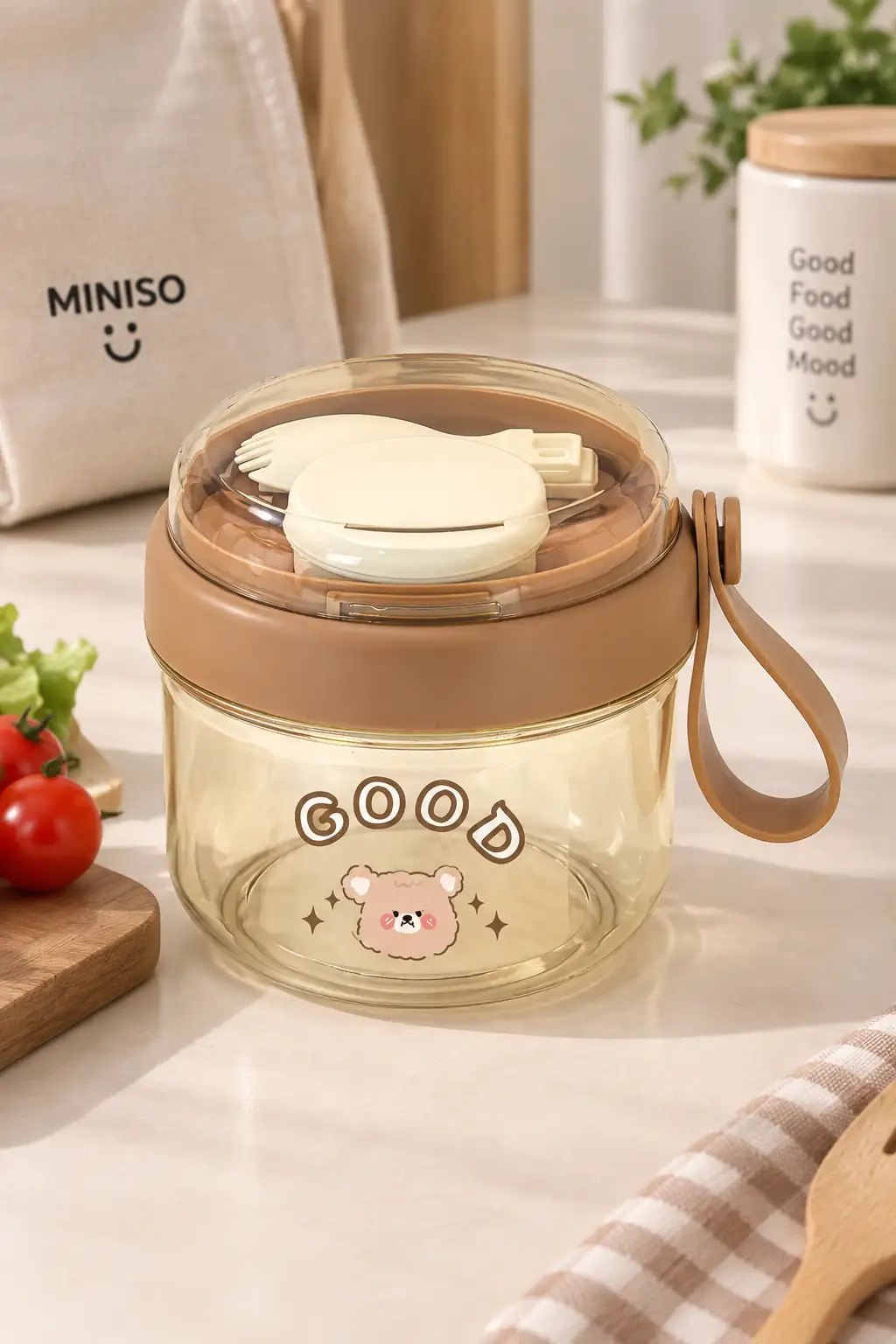 Miniso Lisanslı Çizgi Karakterli Salata Kasesi 650 mL Kahverengi Kap