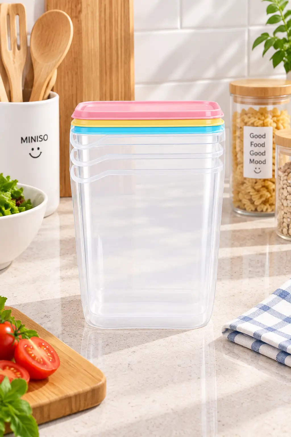 Miniso Lisanslı Hava Geçirmez Şeffaf Gıda Saklama Kabı – BPA İçermeyen Mutfak ve Buzdolabı Düzenleyici 20 Cm