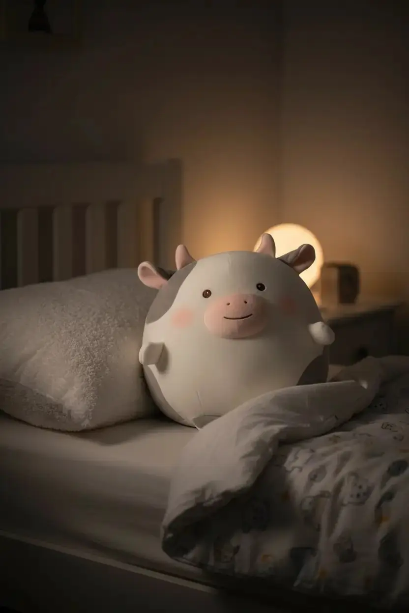 Miniso Lisanslı Yuvarlak İnek Peluş Oyuncak – Yumuşak Dokulu Gülen Yüz Tasarımlı Figür