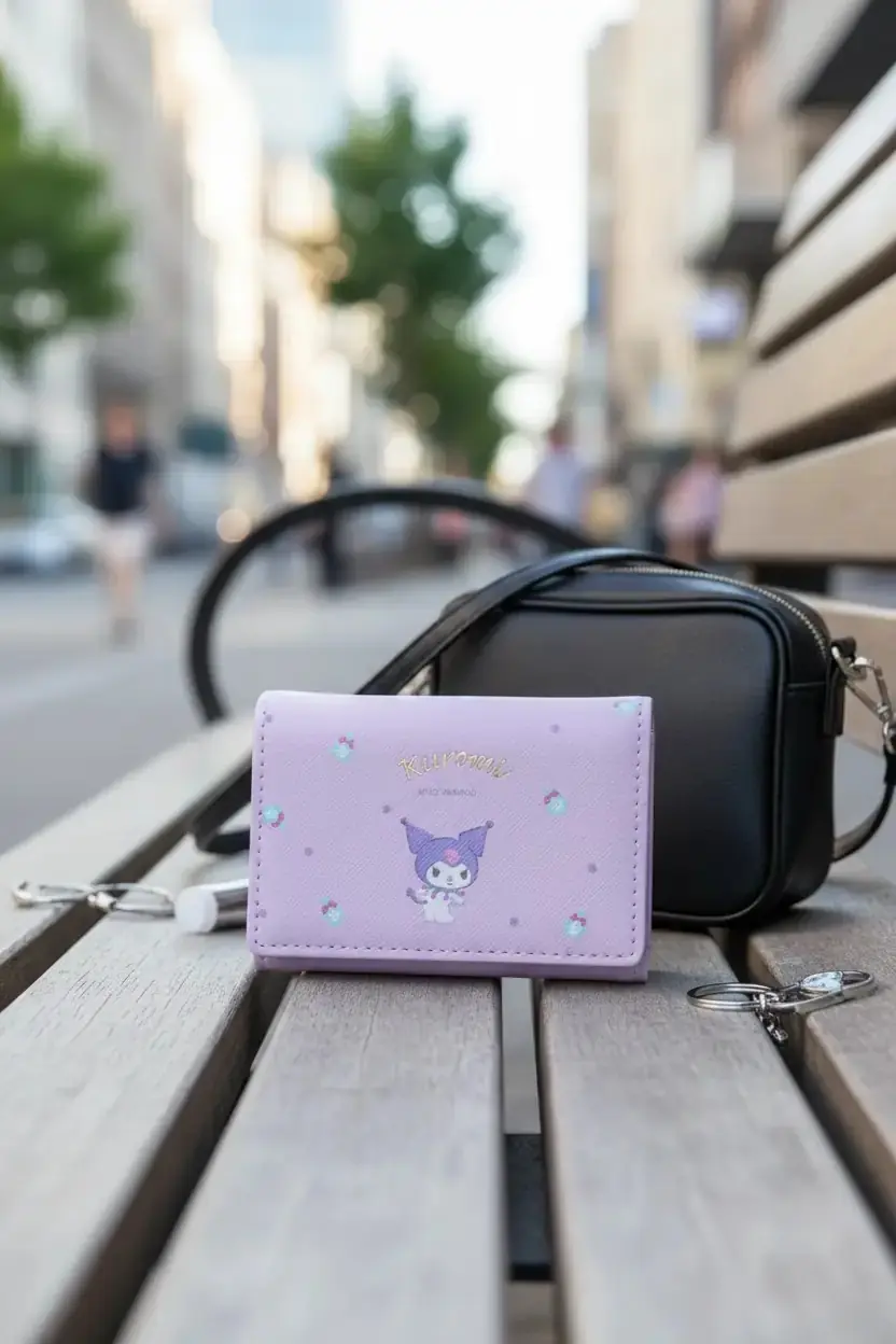 Sanrio Lisanslı Kuromi Sevimli Kapaklı Bozuk Para Cüzdanı 11 Cm