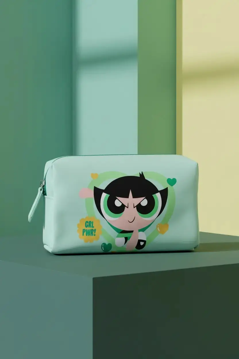 Powerpuff Girls Lisanslı Buttercup Kare Kozmetik Çantası Dayanıklı 20 Cm
