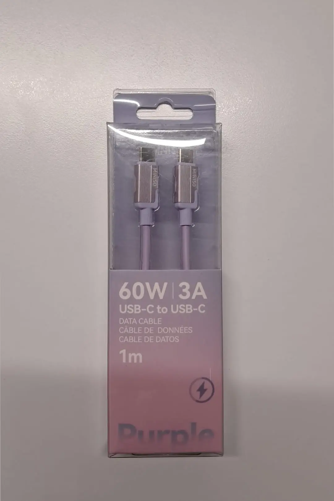 Miniso Lisanslı Macaron Serisi CTC Hızlı Şarj Veri Kablosu – 3A Mor