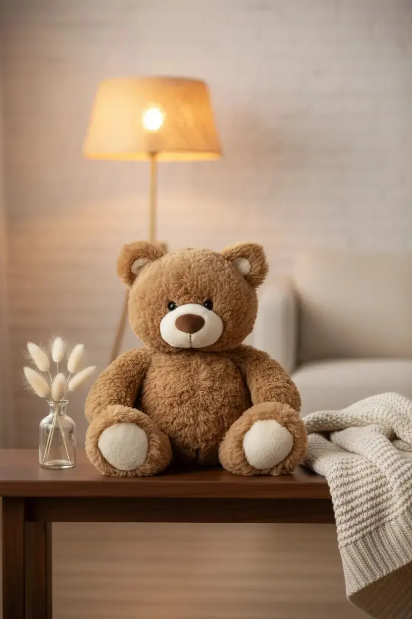 Miniso Lisanslı Gift Bear Oturan Peluş Oyuncak – Yumuşak Kahverengi Tasarım