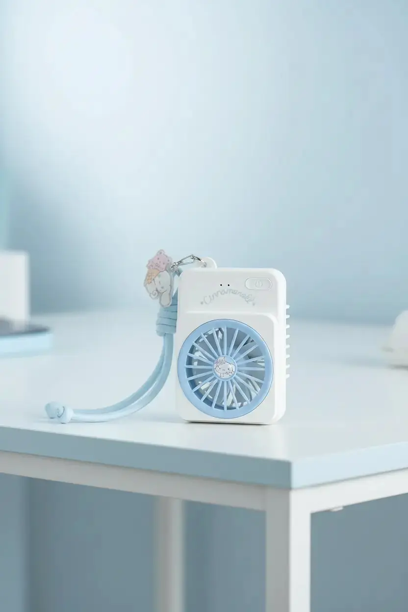 Sanrio Lisanslı Cinnamoroll Sweet Dream Anahtarlıklı Mini Vantilatör 500mAh – Taşınabilir Serinlik