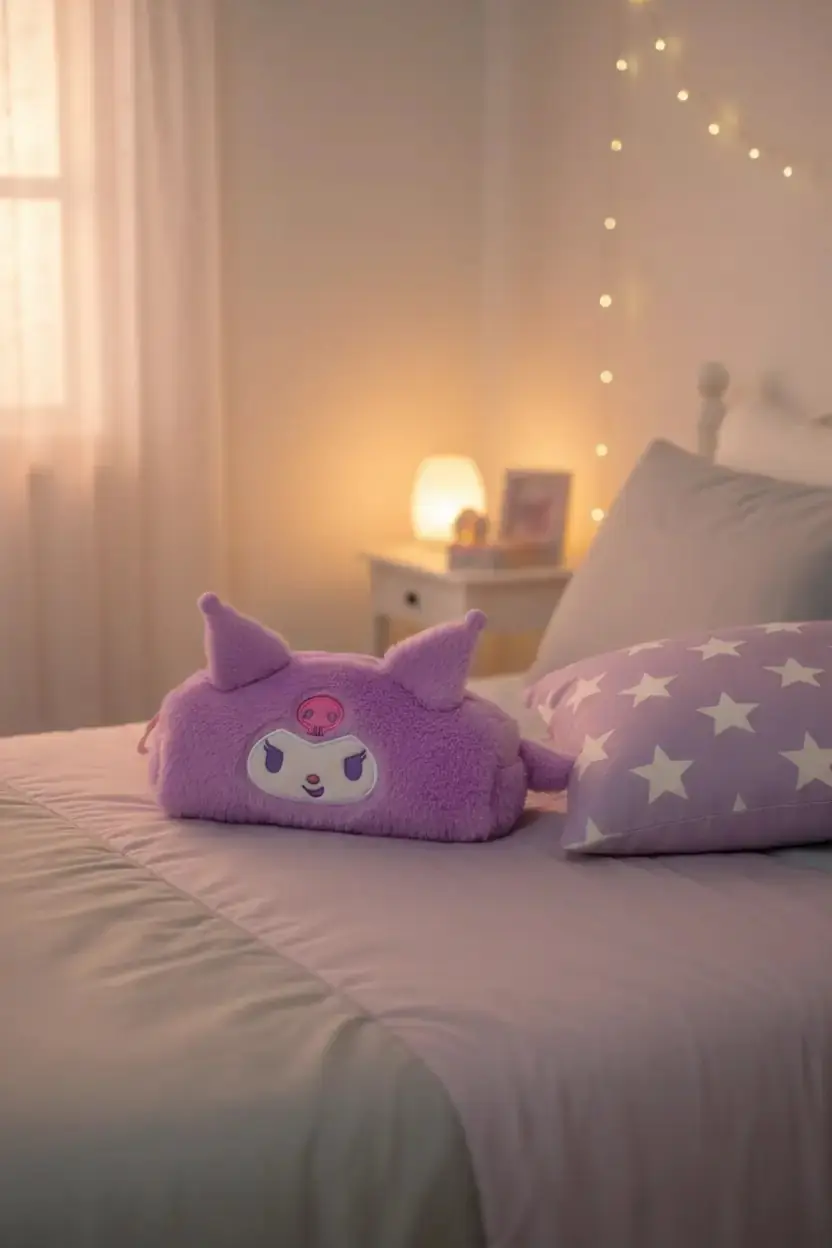 Sanrio Lisanslı Kuromi Fermuarlı Peluş Model – 22 Cm Hafif Tasarım