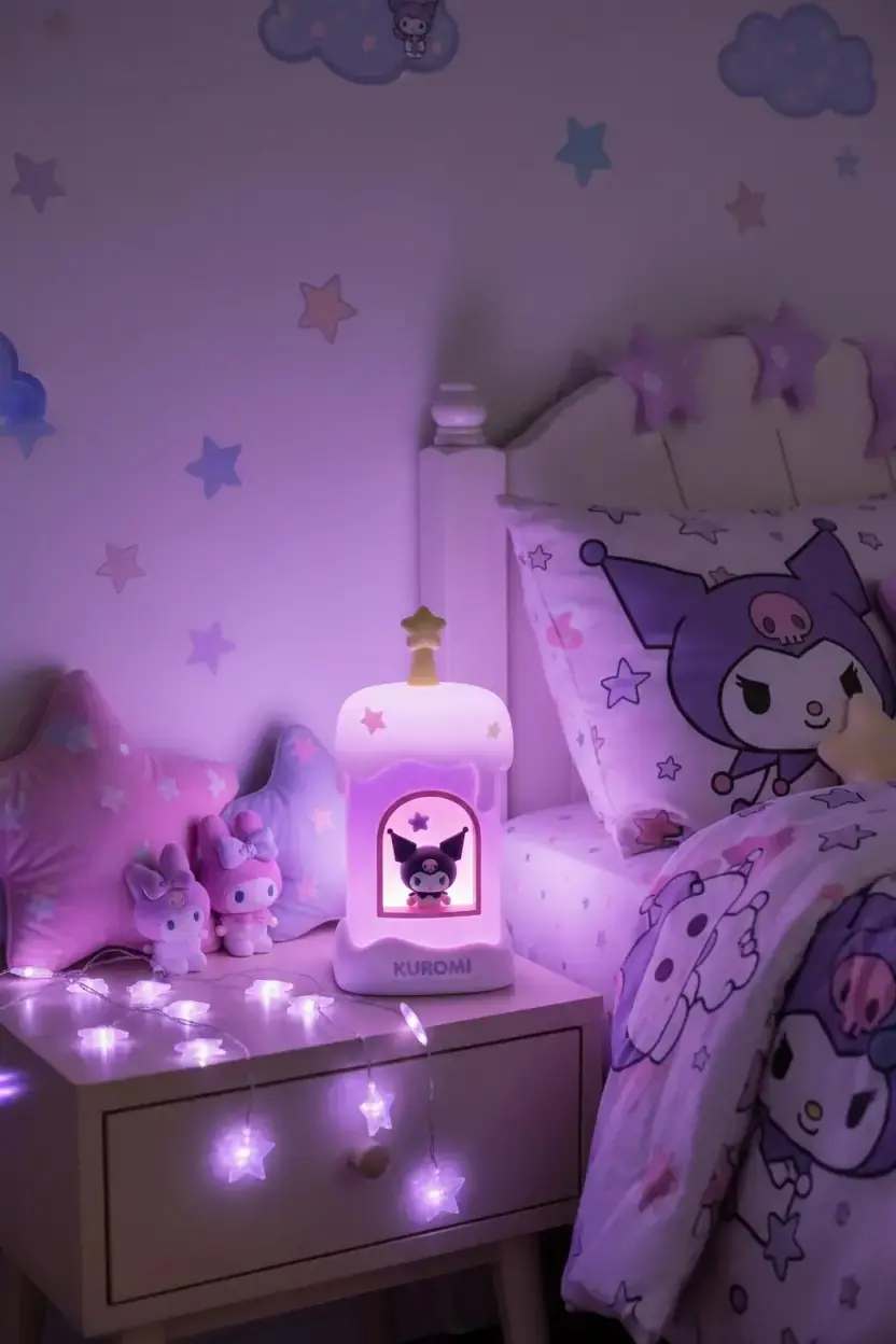 Sanrio Lisanslı Kuromi Mum Figürlü Dekoratif Gece Lambası 12 Cm – Yumuşak Işıklı Tasarım