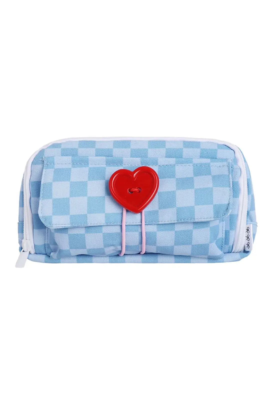 Miniso Lisanslı Büyük Düğme Serisi Kalp Düğmeli Kumaş Kalem Kutusu 21 Cm – Geniş Hacimli