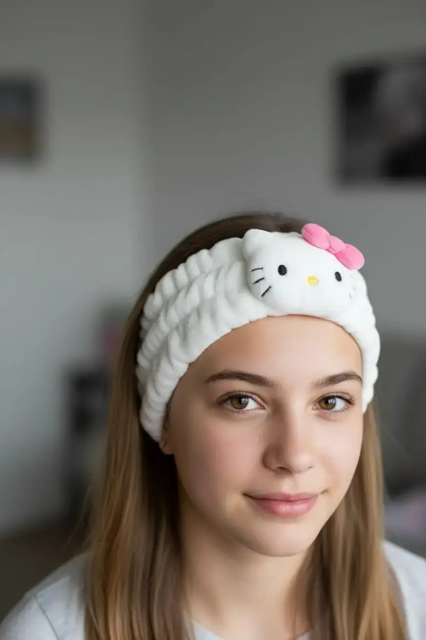 Sanrio Hello Kitty Lisanslı Kabartmalı Peluş Saç Bandı – Pembe – Yumuşak
