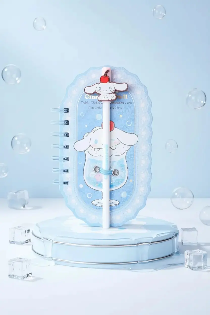 Sanrio Lisanslı Cinnamoroll Renkli Yaz Serisi Pipetli Figürlü Telli Defter – Holografik Kapaklı Spiral Defter 17.3 Cm
