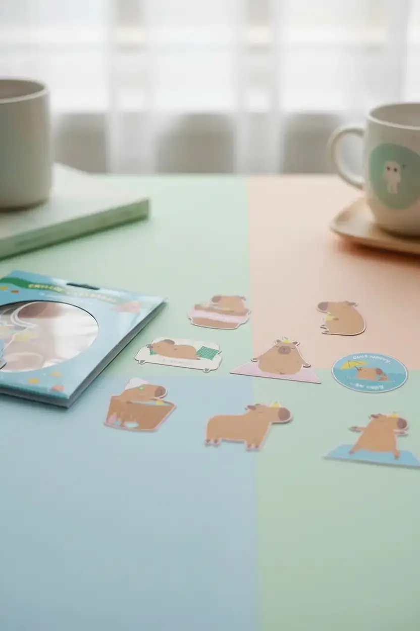 Miniso Lisanslı Pişirme Serisi Mimibara 16 Yaprak Sticker Seti Dekoratif Kağıt Çıkartma